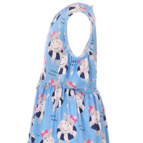 Little Girls Lovely Cold Shoulder Happy Hippo Birthday Party Easter Girl Dress - Picture 4 of 6